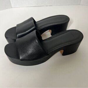 Vince Margo Platform Slide Sandals Black Leather 8